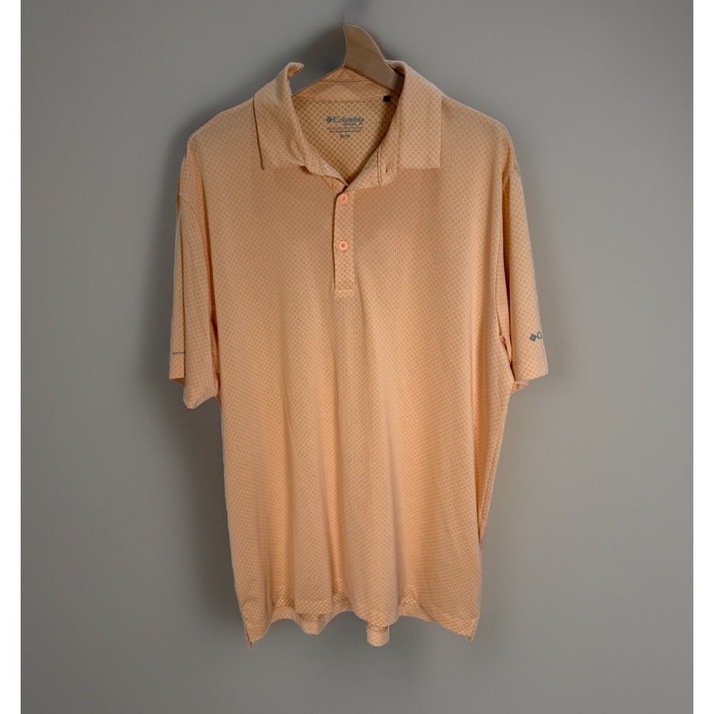 COLUMBIA Golf Polo Shirt Mens Sz XL Vented Short Sleeve Omni Freeze Tangerine 🍊